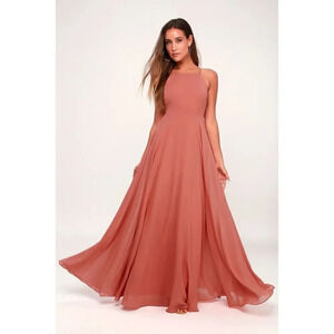 Lulus Mythical Kind of Love Rusty Rose Maxi Dress